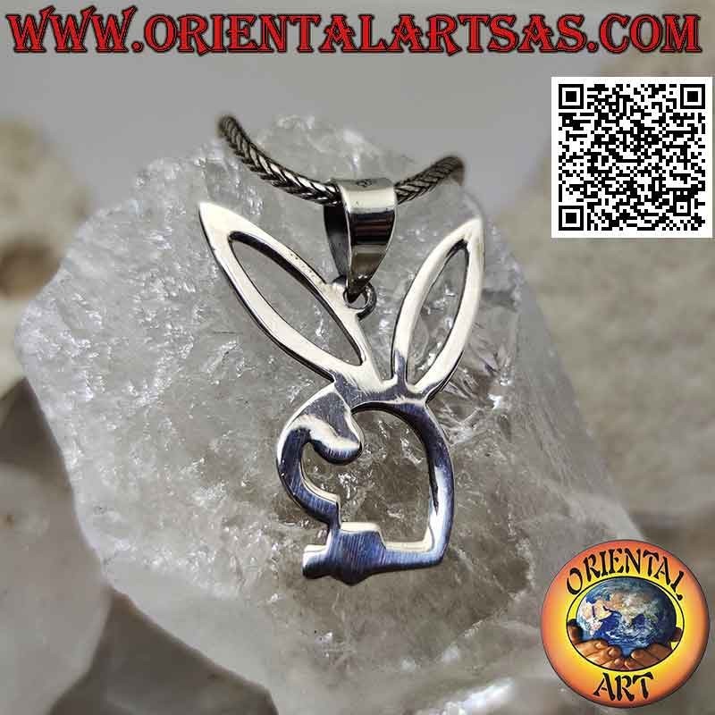 Pendentif lapin "Playboy" en argent ajouré à l'intérieur