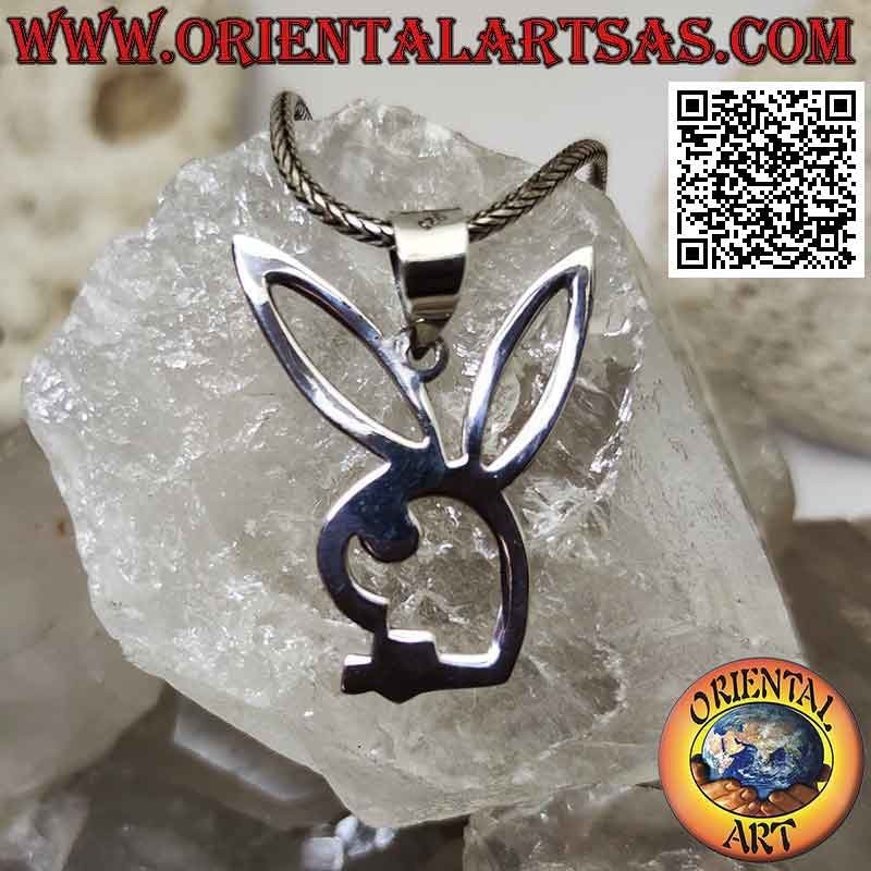 Colgante conejito "Playboy" de plata con calado interior