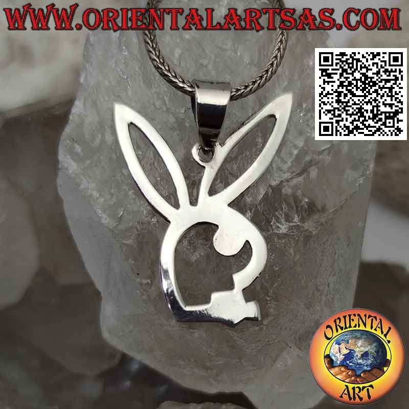 Silver "playboy" bunny pendant with openwork inside