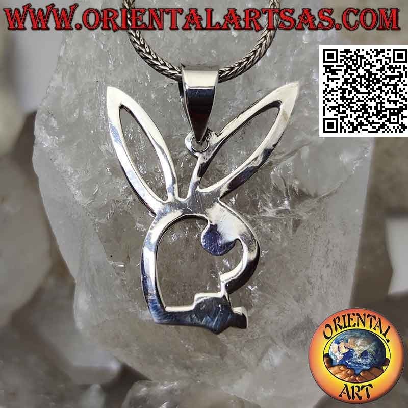 Silver "playboy" bunny pendant with openwork inside