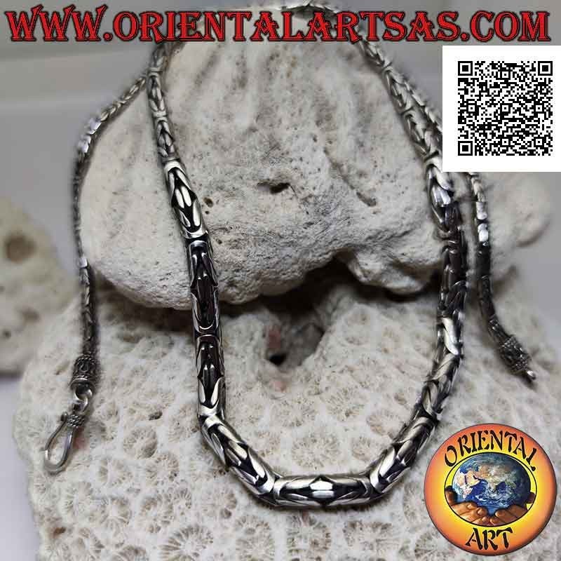55 cm borobudur (Byzantine link) growing necklace in 925 ‰ silver (hook with serpentine)