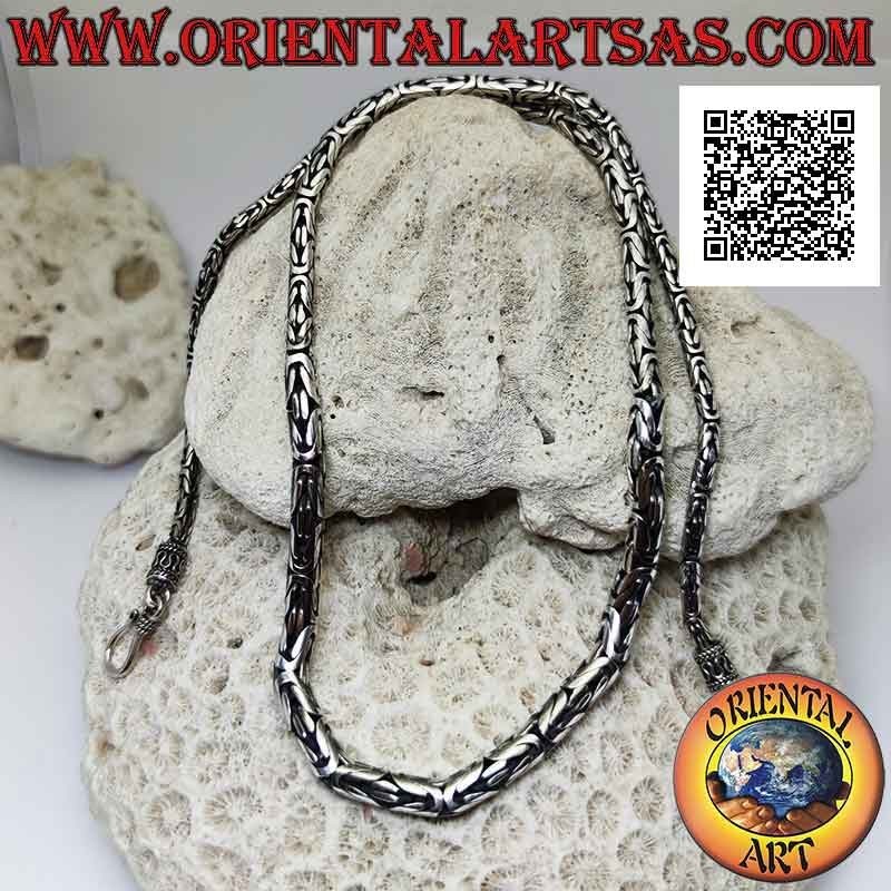 55 cm borobudur (Byzantine link) growing necklace in 925 ‰ silver (hook with serpentine)