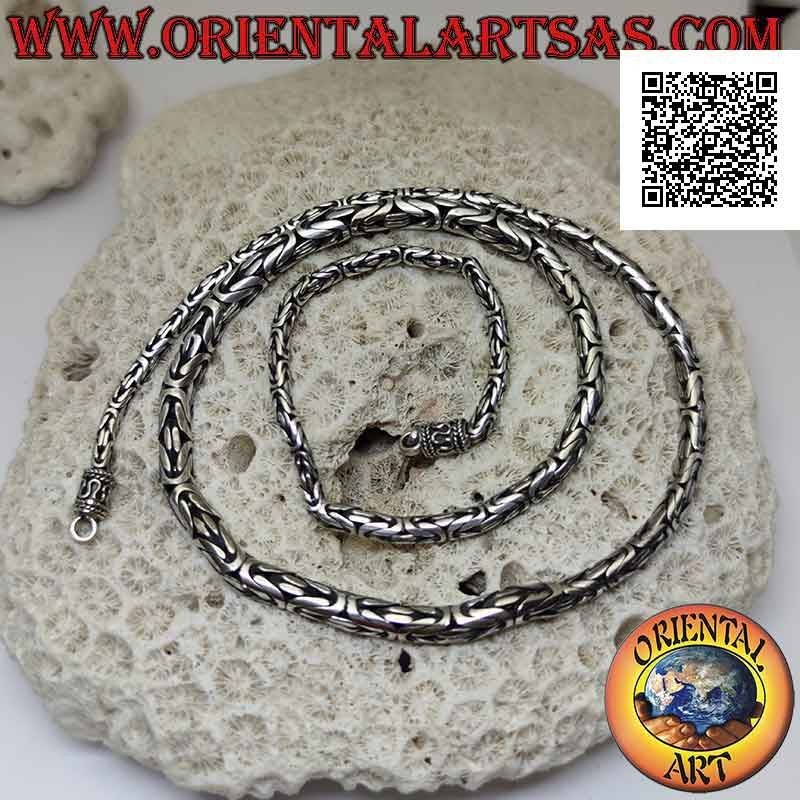 Collier croissant de 55 cm borobudur (lien byzantin) en argent 925 ‰ (crochet avec serpentine)
