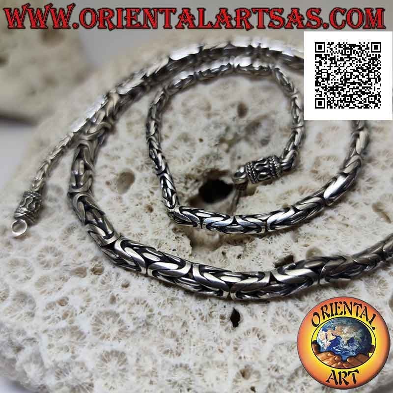 Collar creciente de borobudur (enlace bizantino) de 55 cm en plata 925 ‰ (gancho con serpentina)