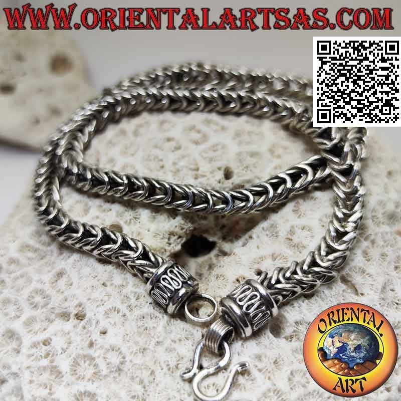 Collar de plata 925 ‰ con entretejido cuadrado de anillos redondos de 50 cm x 6 mm x 6 mm