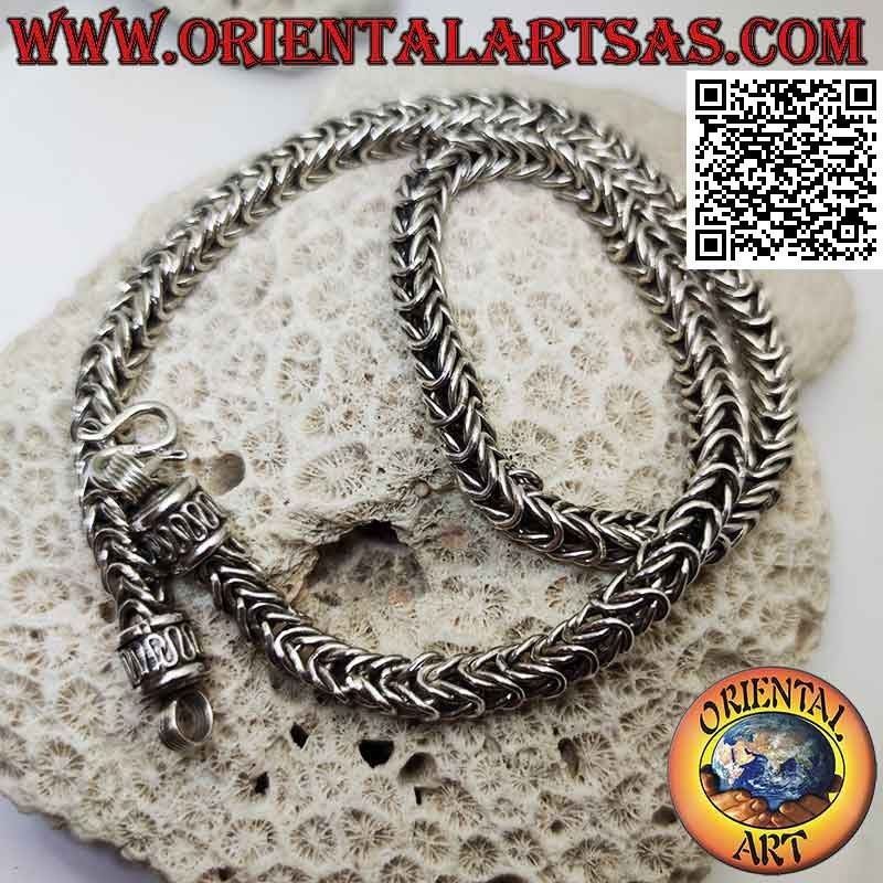 925 ‰ Silberkette mit quadratischer Verflechtung aus 50 cm x 6 mm x 6 mm Rundringen