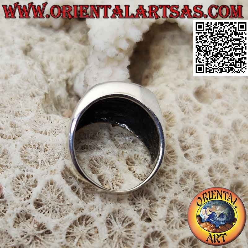 Anillo de plata rectangular liso con grabados cruzados