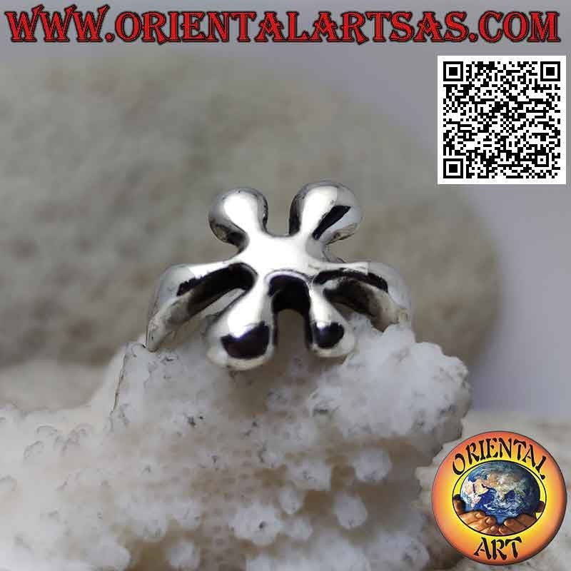 Anello in argento liscio a forma di macchia di colore