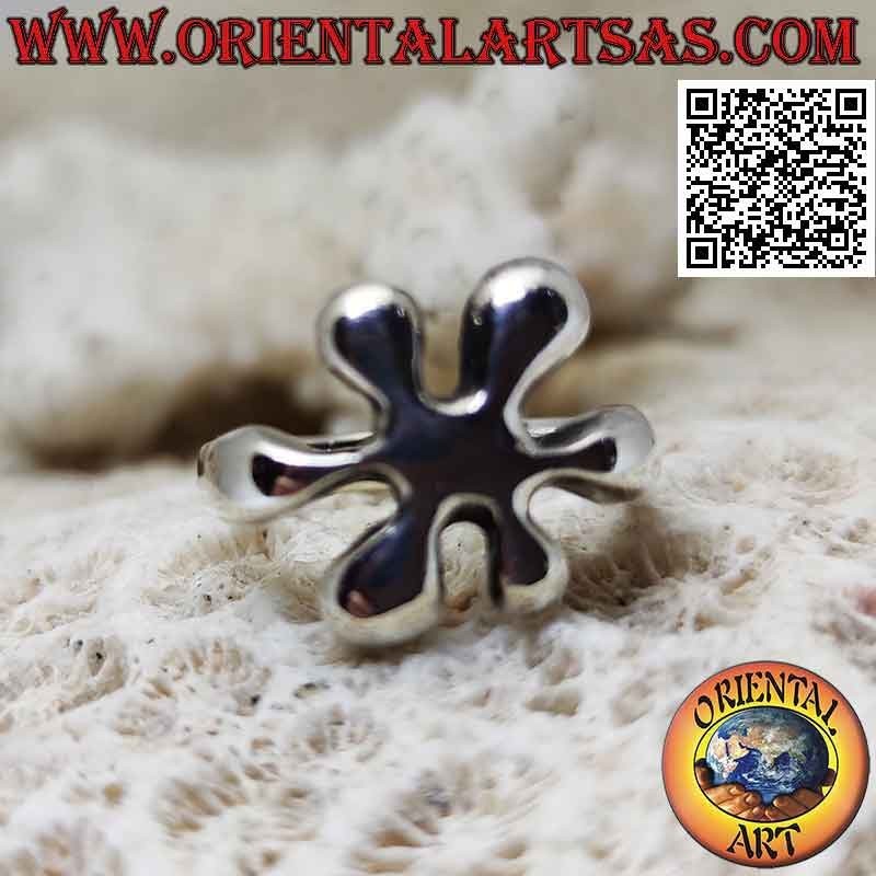 Anello in argento liscio a forma di macchia di colore