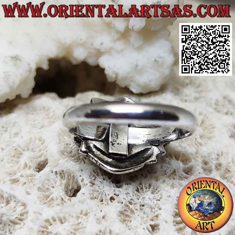 Bague en argent 3 mm avec soleil népalais en forme de crochet