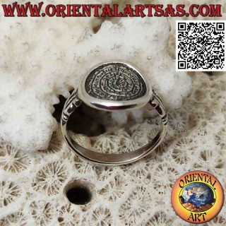 Bague en argent, "Le disque de Phaistos" avec trident sur les côtés (petit)