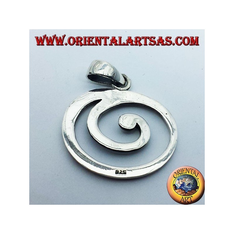 silver pendant, large spiral