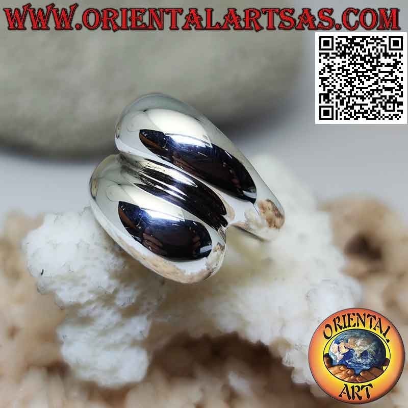 Glatter Silberring mit glattem, abgerundetem Umschlingungsband