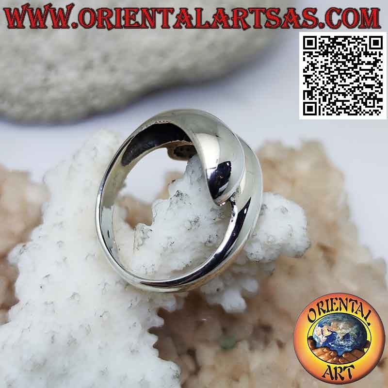Bague en argent lisse avec bande enveloppante arrondie lisse