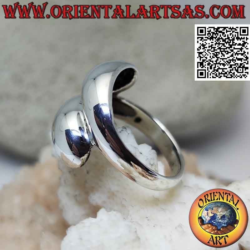 Glatter Silberring mit glattem, abgerundetem Umschlingungsband