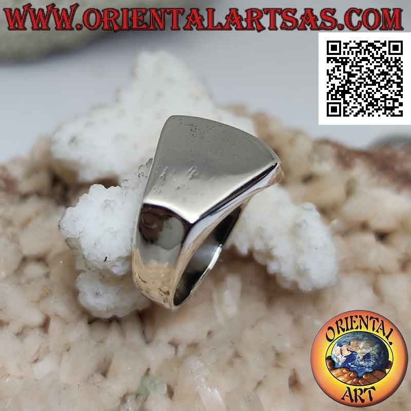 Bague en argent lisse avec trapèze isocèle en croix