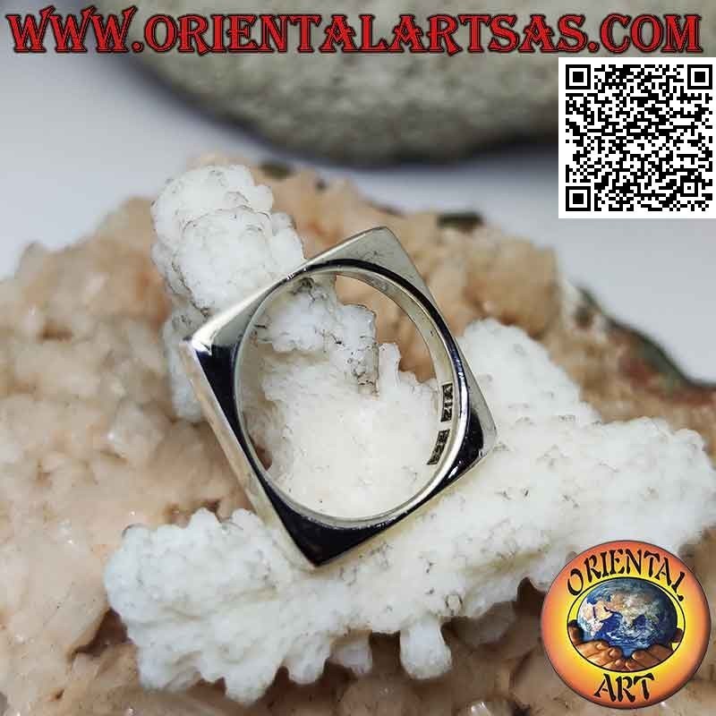 Bague en argent lisse avec bande carrée avec intérieur rond