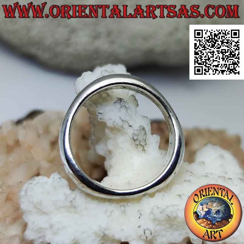 Smooth silver ring in the shape of a rounded triangle