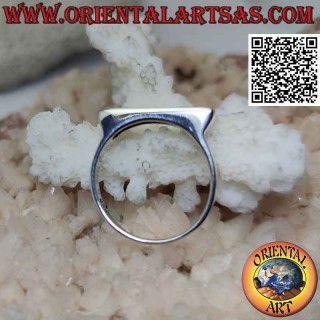 Anello in argento liscio stretto con rettangolo stretto rialzato e allrgato