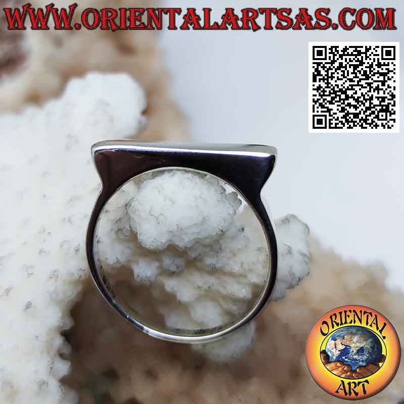 Anello in argento liscio stretto con rettangolo stretto rialzato e allrgato