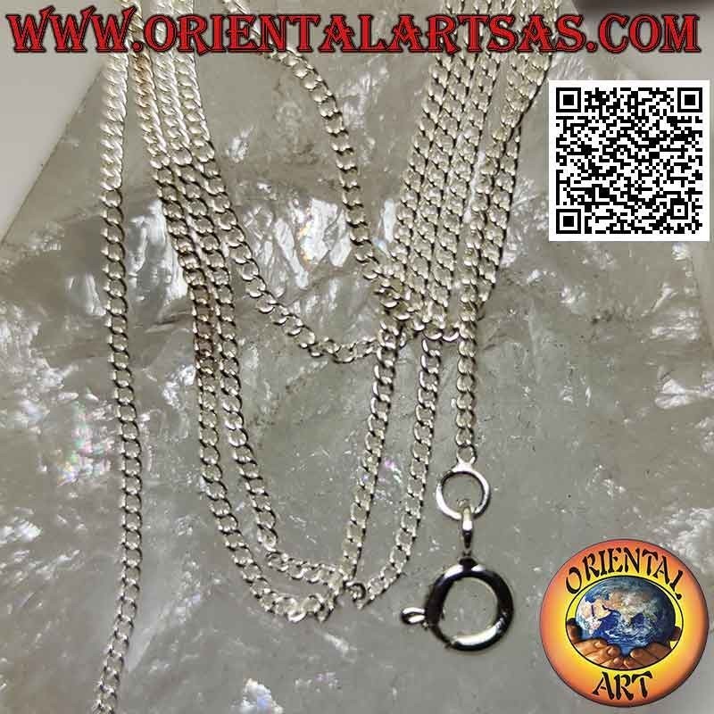 Collar de cadena de plata 925 ‰ con anillas pequeñas redondas planas de 55 cm