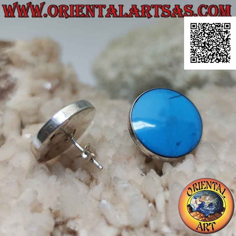 Silver earrings with turquoise paste and a thin smooth edge