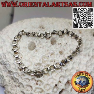 925 ‰ silver chain bracelet with round rings joined by cylinders