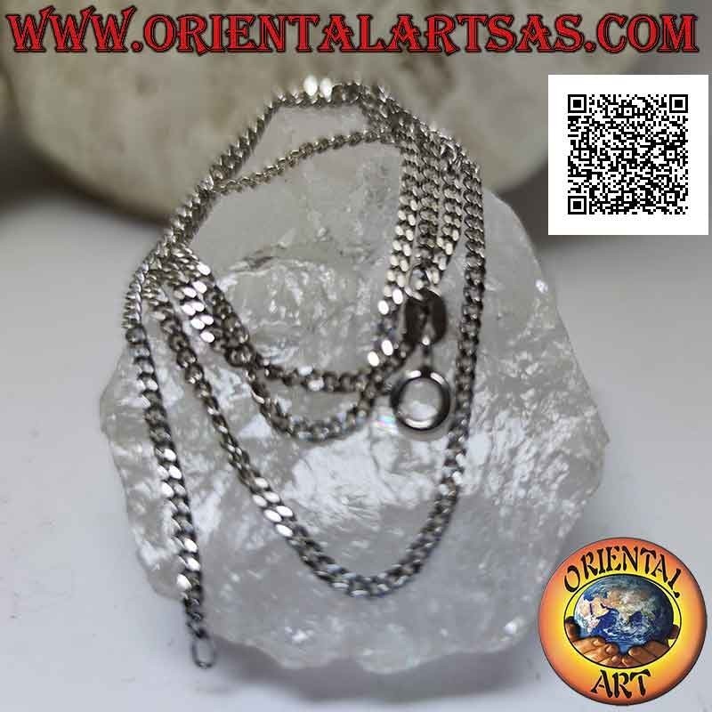 Collier chaîne fine et plate "groumette" en argent 925 ‰, 60 cm