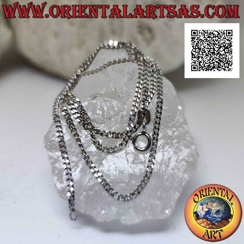 Narrow and flat "groumette" chain necklace in 925 ‰ silver, 60 cm