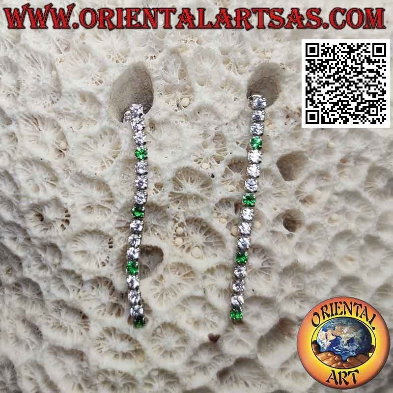 Boucles d'oreilles papillon en argent avec pendentif mini tennis de zircons blancs et verts