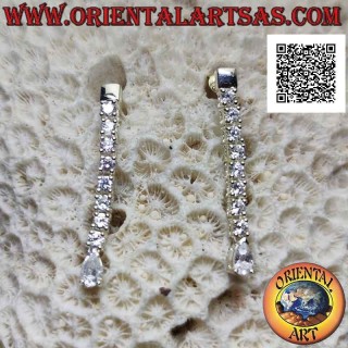 Boucles d'oreilles papillon en argent avec pendentif mini tennis de zircons blancs avec goutte blanche finale