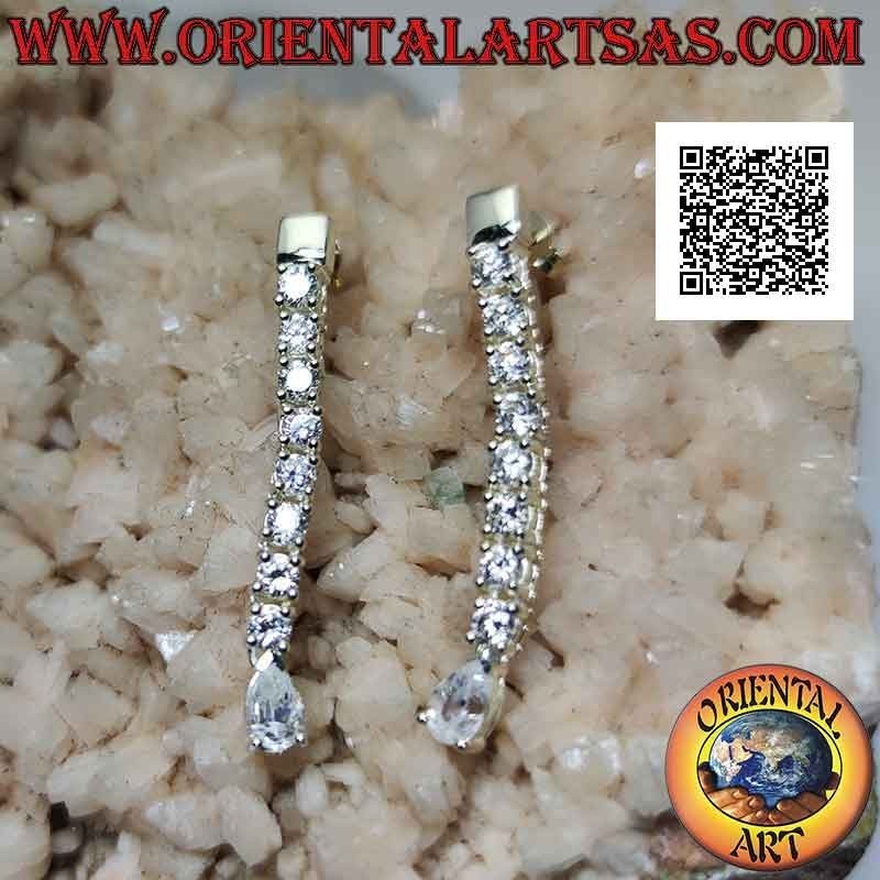 Boucles d'oreilles papillon en argent avec pendentif mini tennis de zircons blancs avec goutte blanche finale