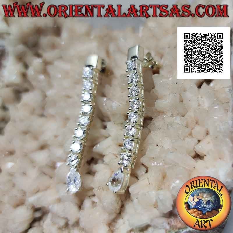 Boucles d'oreilles papillon en argent avec pendentif mini tennis de zircons blancs avec goutte blanche finale