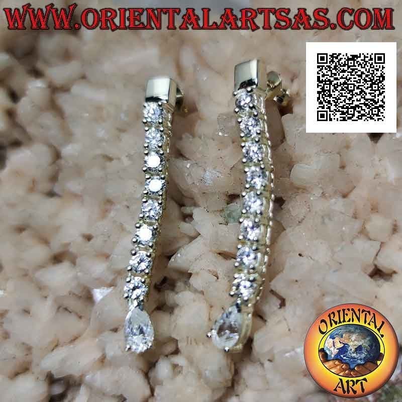 Silver butterfly earrings with mini tennis pendant of white zircons with final white drop