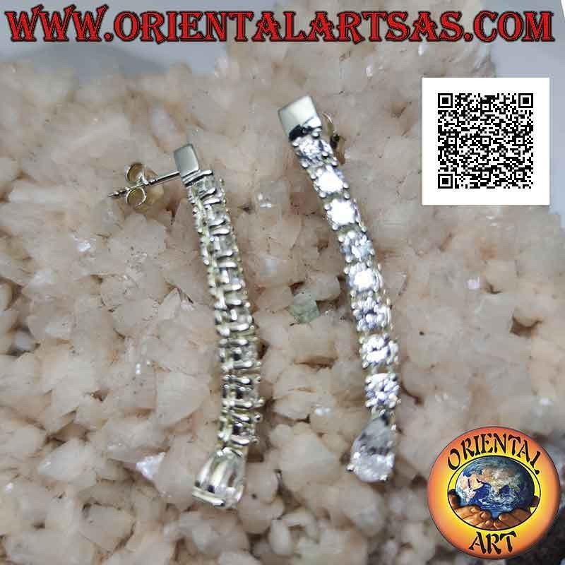 Boucles d'oreilles papillon en argent avec pendentif mini tennis de zircons blancs avec goutte blanche finale