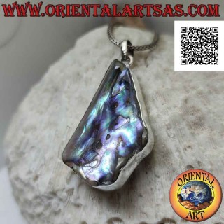 Ciondolo in argento a forma di triangolo irregolare con paua shell (abalone)