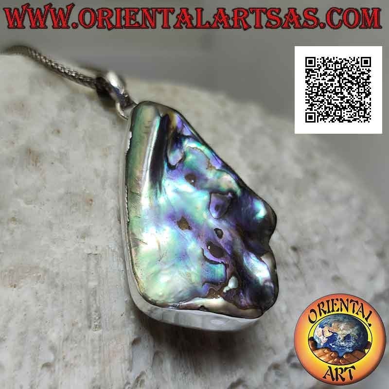 Ciondolo in argento a forma di triangolo irregolare con paua shell (abalone)