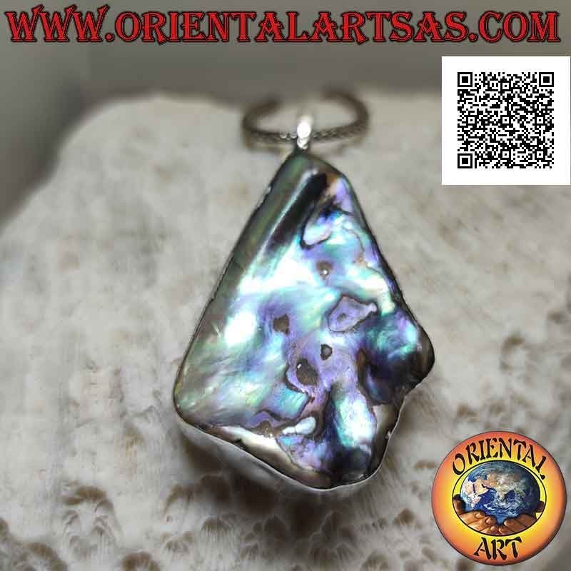 Ciondolo in argento a forma di triangolo irregolare con paua shell (abalone)