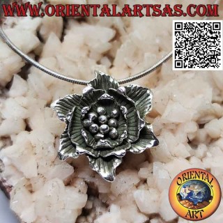 Pendentif en argent en forme de fleur de lotus épanouie (grand)