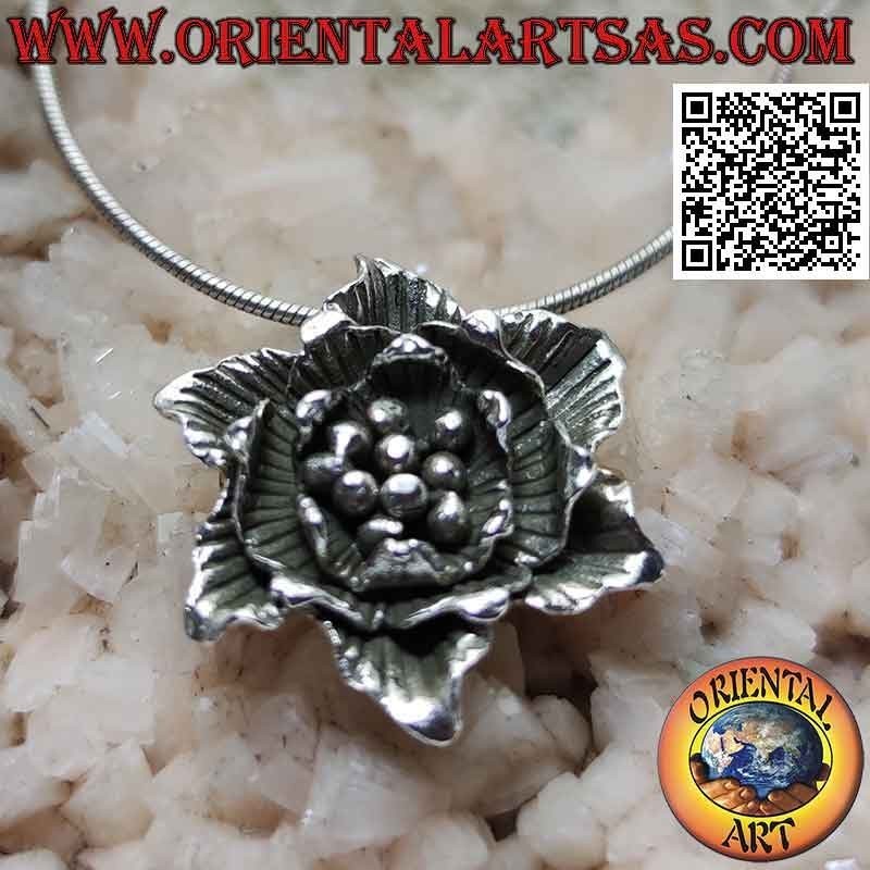 Colgante de plata en forma de flor de loto florecida (grande)
