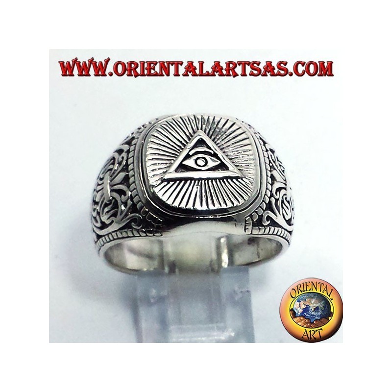 Silberring Pyramide der Illuminaten