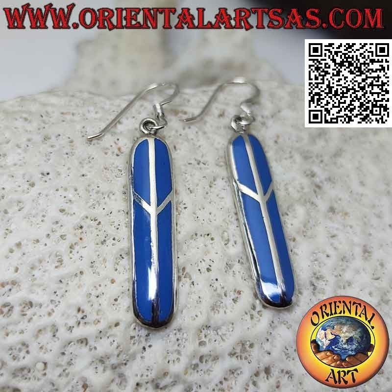 Silver earrings with turquoise and oval peace symbol