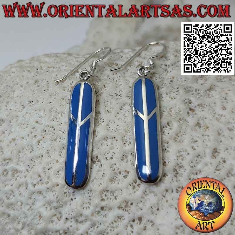 Boucles d'oreilles en argent avec turquoise et symbole de paix ovale