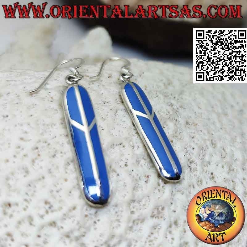 Boucles d'oreilles en argent avec turquoise et symbole de paix ovale