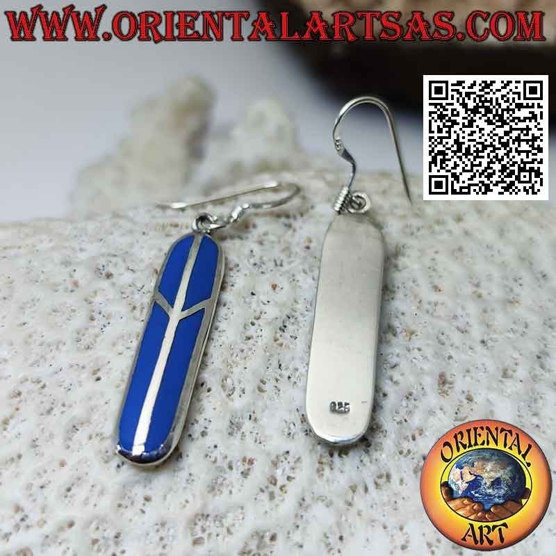 Pendientes de plata con turquesa y símbolo de la paz ovalado