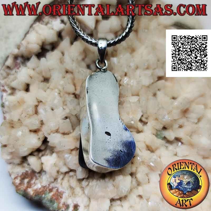 Ciondolo in argento a forma irregolare allungata con paua shell (abalone) (2)