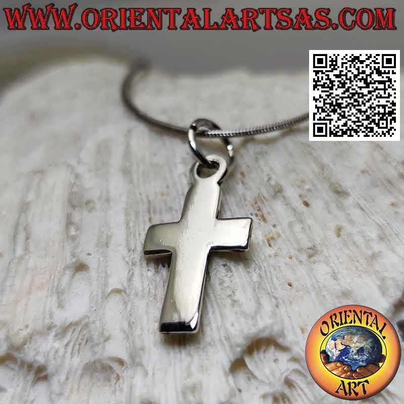 Ciondolo in argento croce latina cristiana piatta e liscia (21*14)