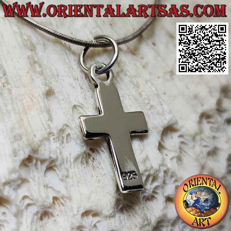 Pendentif croix latine chrétienne plate et lisse en argent (21*14)