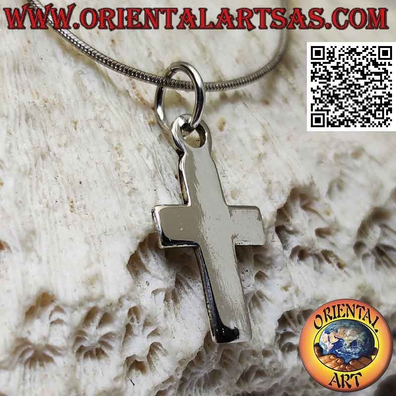 Ciondolo in argento croce latina cristiana piatta e liscia (21*14)