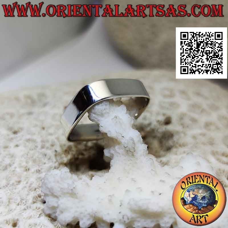 Bague carrée en argent avec bande lisse de 6 mm